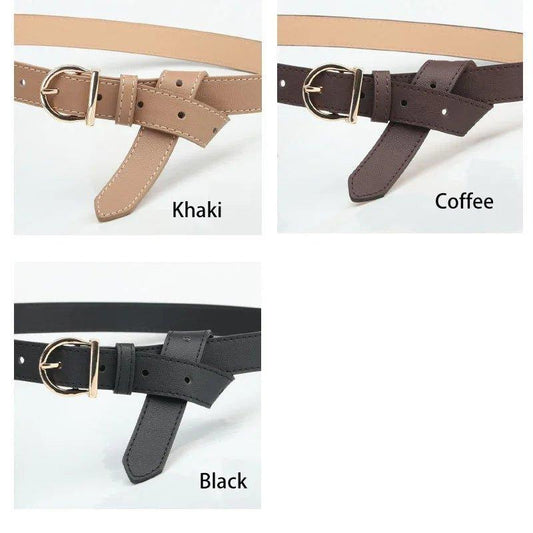 Women's Belt Fashion Pin Buckle Thin Belt Genuine Luxury Soft Belt Women With Cargo Pants Jeans Windproof Belt Pu Leather Belt - MANDOTOS