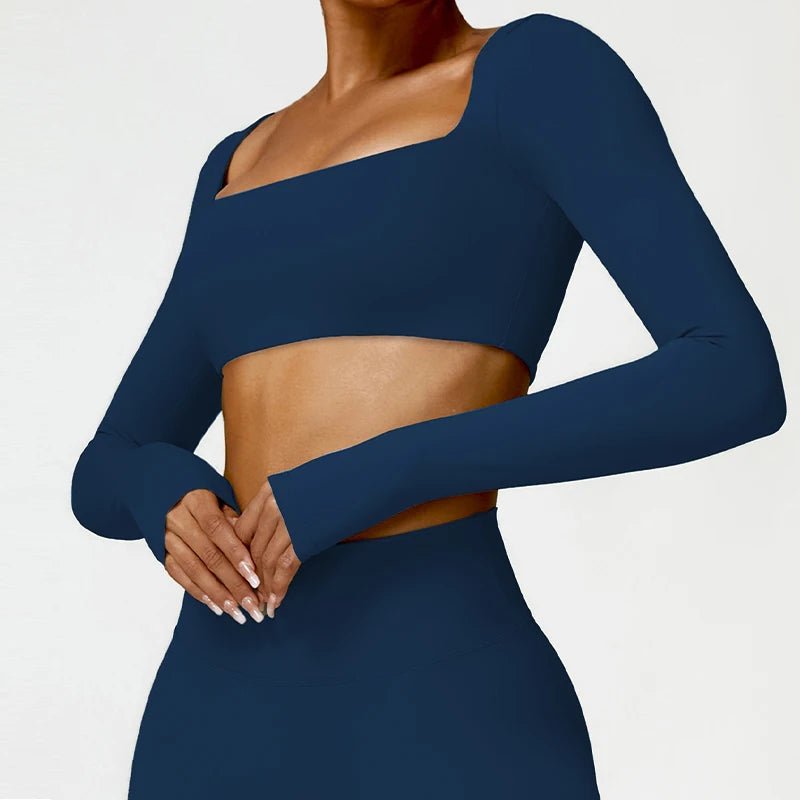 Women's Long Sleeve Fitness T-Shirt Gym Push Up Top - MANDOTOS INTERNATIONAL