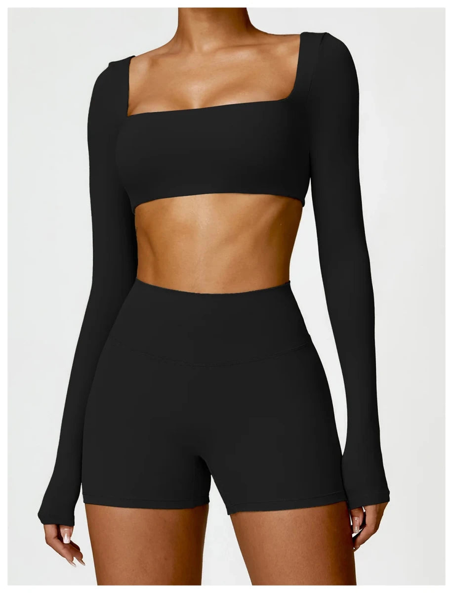 Women's Long Sleeve Fitness T-Shirt Gym Push Up Top - MANDOTOS INTERNATIONAL