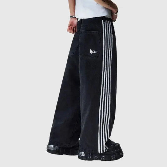 Y2K Baggy Jeans Harajuku vintage Striped Embroidered high quality Sweatpants men women Hip Hop Casual wide leg jeans streetwear - MANDOTOS