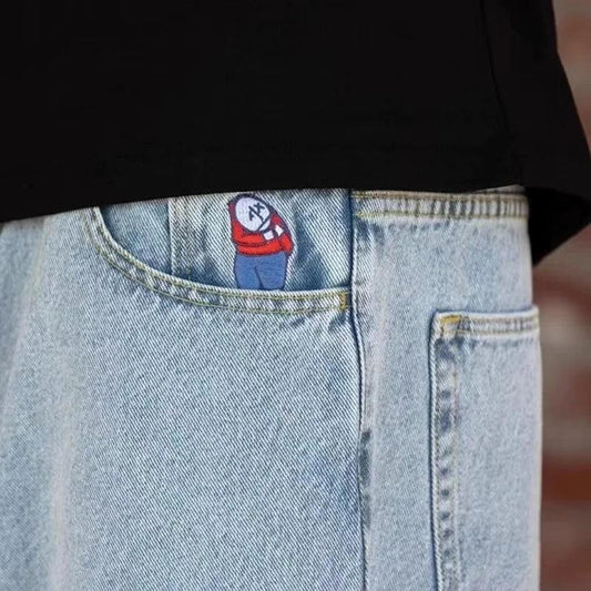 Y2K Big boy Jeans for Men Streetwear Baggy Jeans Embroidery Denim Leisure Simple Dime Pants Women Jeans Mujer Hot traf jean - MANDOTOS
