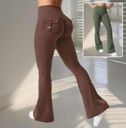 Fierce Fit Yoga Pants - Flared High Waist Leggings with Pockets & Scrunch Butt Lift for Ultimate Comfort & Style - MANDOTOS