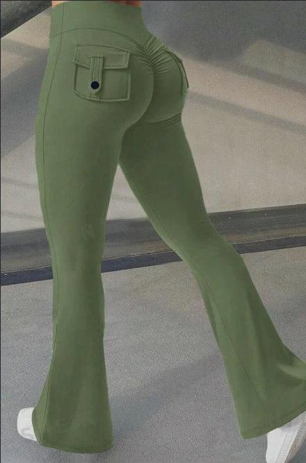 Fierce Fit Yoga Pants - Flared High Waist Leggings with Pockets & Scrunch Butt Lift for Ultimate Comfort & Style - MANDOTOS