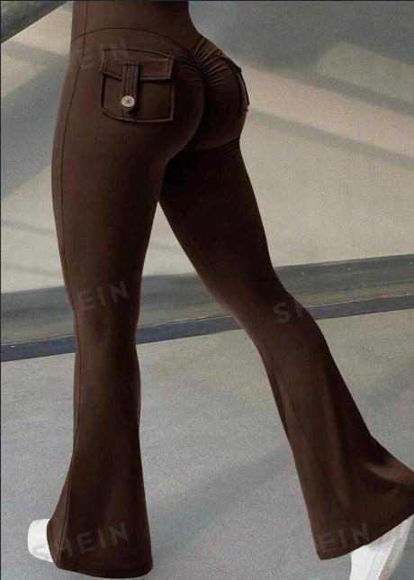 Fierce Fit Yoga Pants - Flared High Waist Leggings with Pockets & Scrunch Butt Lift for Ultimate Comfort & Style - MANDOTOS