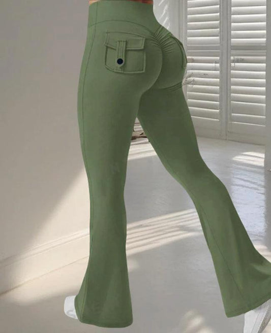 Fierce Fit Yoga Pants - Flared High Waist Leggings with Pockets & Scrunch Butt Lift for Ultimate Comfort & Style - MANDOTOS