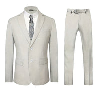 Men's light beige suit set by Ancient Energy with blazer and matching trousers