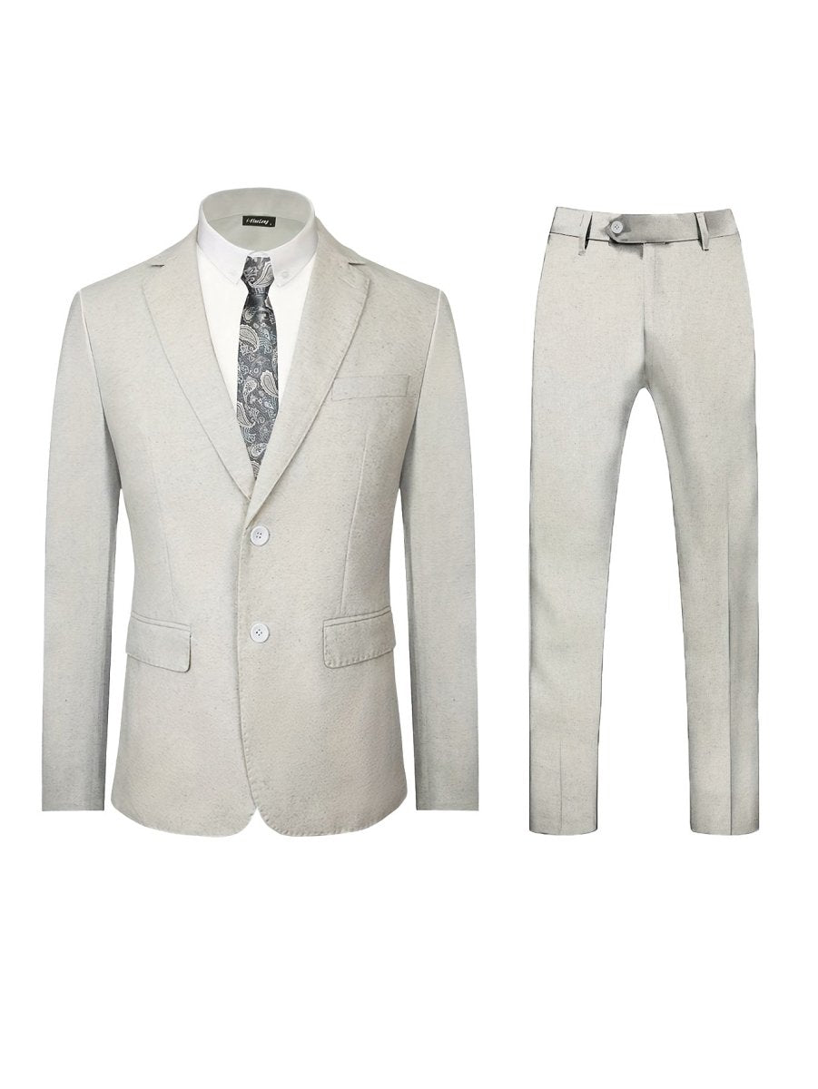 Men's light beige suit set by Ancient Energy with blazer and matching trousers