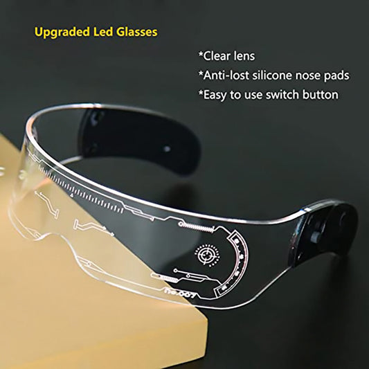 LED Luminous Glasses Party Bar Disco Punk Glasses Futuristic Style Festival Goggles Decoration Gifts - MANDOTOS