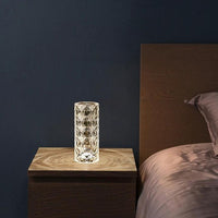 Nordic Crystal Lamp USB Table Lamps Bedroom Touch Dimming Atmosphere Diamond Night Light Rose Projector Lamp Decor MANDOTOS