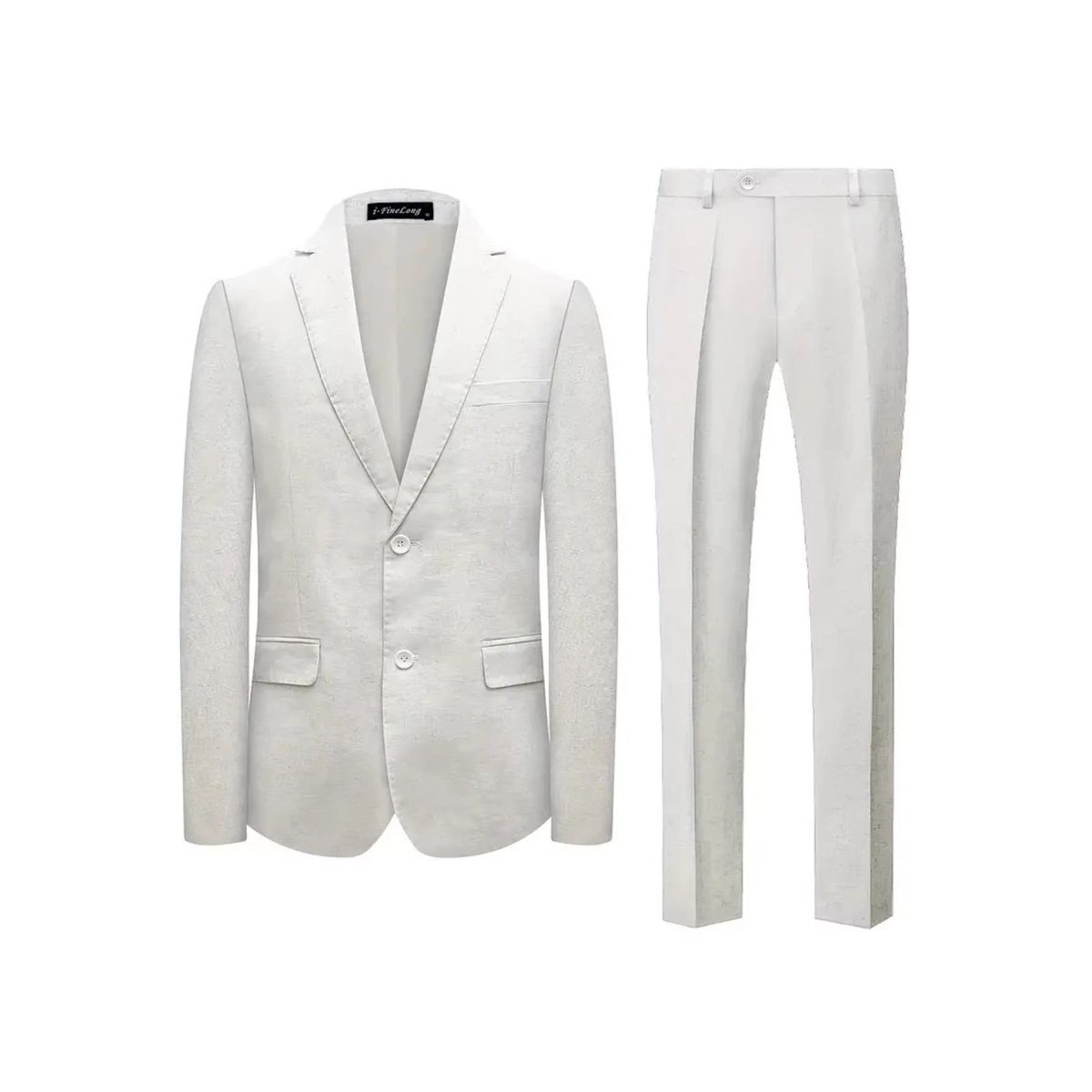 Men's white two-piece suit set with blazer and trousers by Ancient Energy