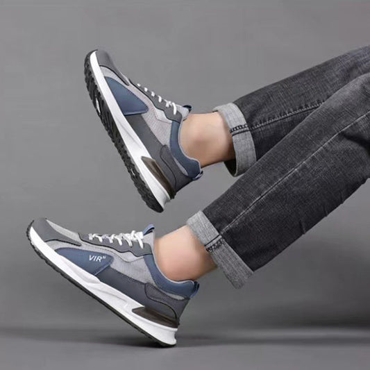 Men's Color Block Mesh Shoes Fashion Casual Lace-up Sneakers Outdoor Breathable Running Sports Shoes - MANDOTOS