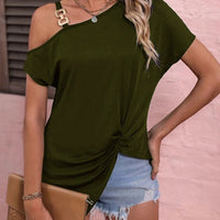 Women Clothes Off Shoulder Blouse Summer Irregular Design Tops Shirt - MANDOTOS INTERNATIONAL0