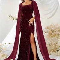Dress Skirt Sequin Mesh Split Fishtail Dress MANDOTOS