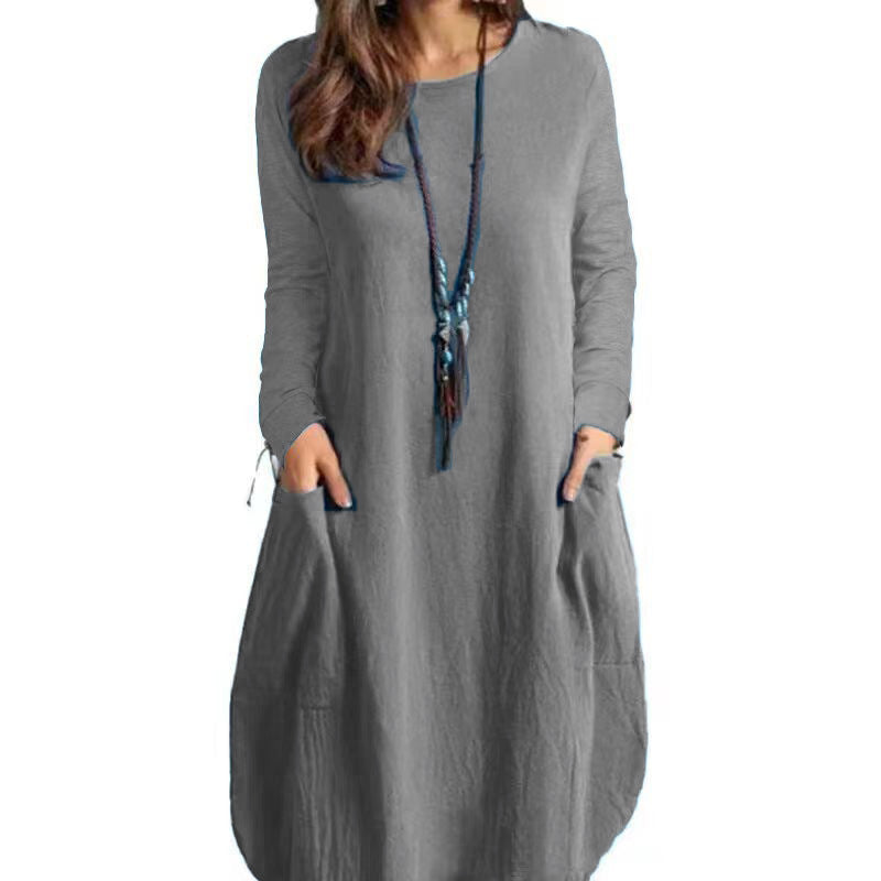 Ladies' Autumn Breeze Cotton-Linen Dress