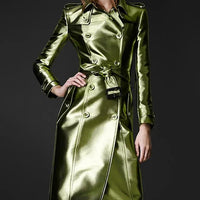 Women's Leather High Fashion Coat Slim Fit - MANDOTOS