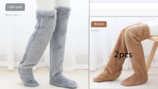 Over Knee High Fuzzy Long Socks Winter Warm Cold Leg Knee Joint Cold-proof Stockings Home Floor Sleeping Socks - MANDOTOS