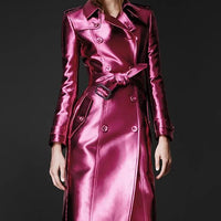 Women's Leather High Fashion Coat Slim Fit - MANDOTOS