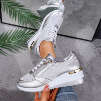 Metallic Lace-Up Side Zipper Thick-Sole Sneakers – 3 Colors EU 37–44