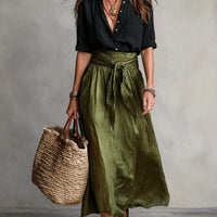 Button-Down Shirt & Straight Skirt Two-Piece Set - MANDOTOS INTERNATIONALTwo-Piece Set