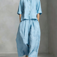 Three-Quarter Sleeve Shirt & Loose Trousers Two-Piece Set