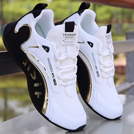 Fashion Colorblock Lace-up Sneakers For Men Breathable Low-top Dad Shoes Running Walking Sports Shoes - MANDOTOS