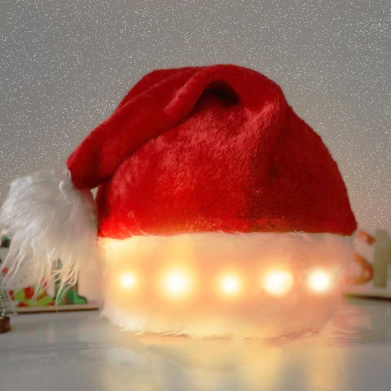 Mandotos Christmas Hat LED Light Plush Luminous Santa Hat For Children And Adults - MANDOTOS