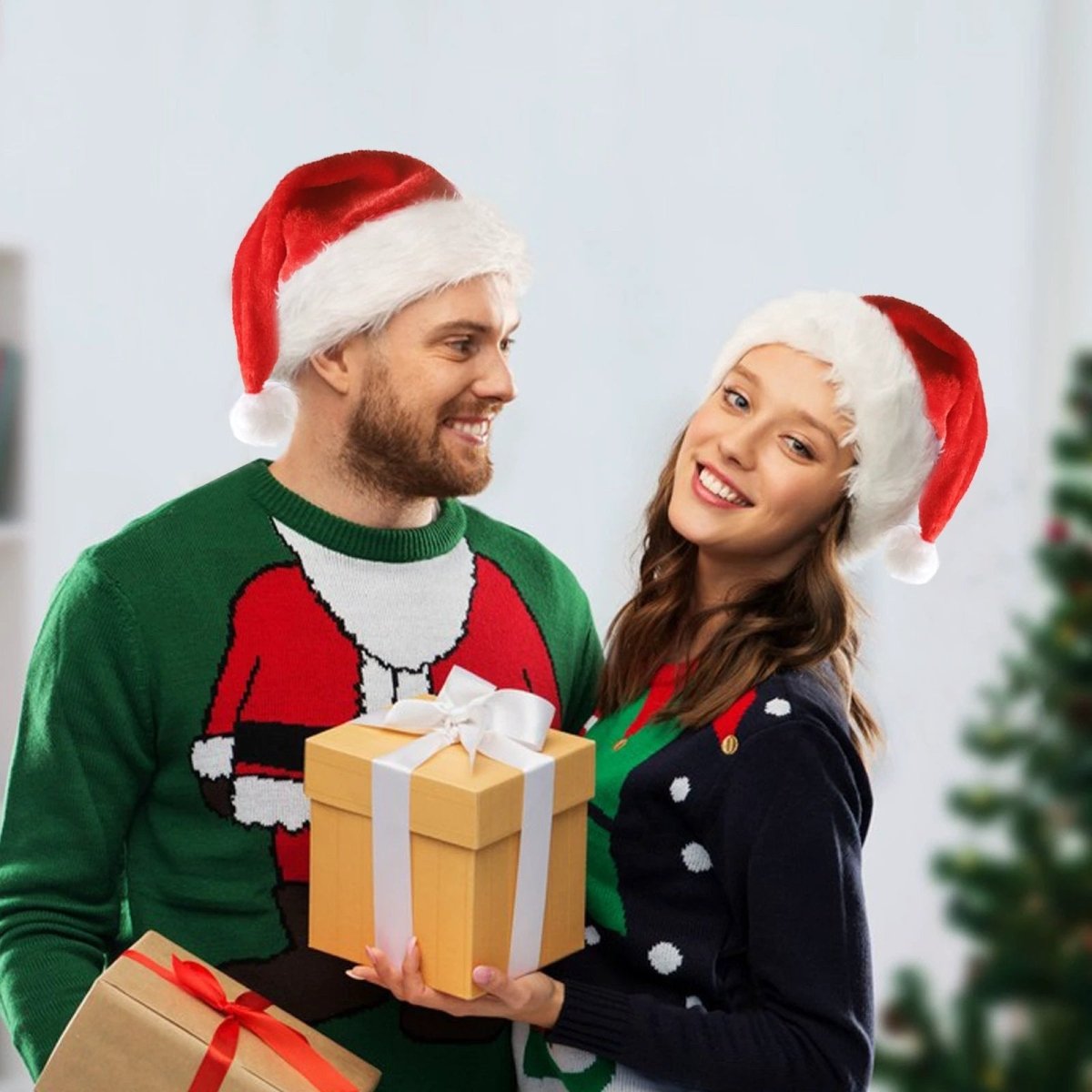 Mandotos Christmas Hat LED Light Plush Luminous Santa Hat For Children And Adults - MANDOTOS