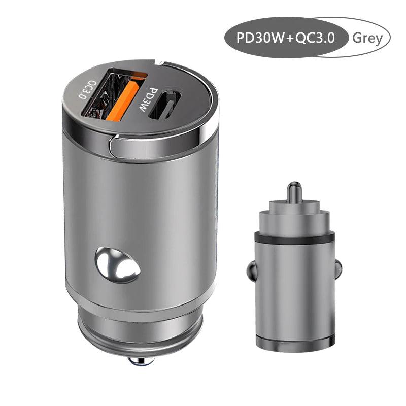 100W Mini Car Charger Lighter Fast Charging for iPhone QC3.0 Mini PD USB Type C Car Phone Charger for Xiaomi Samsung Huawei - MANDOTOS