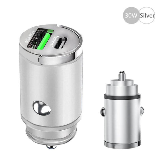 100W Mini Car Charger Lighter Fast Charging for iPhone QC3.0 Mini PD USB Type C Car Phone Charger for Xiaomi Samsung Huawei - MANDOTOS