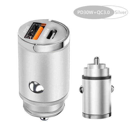 100W Mini Car Charger Lighter Fast Charging for iPhone QC3.0 Mini PD USB Type C Car Phone Charger for Xiaomi Samsung Huawei - MANDOTOS