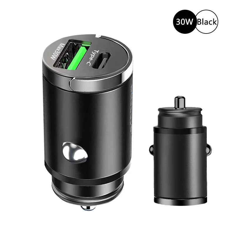 100W Mini Car Charger Lighter Fast Charging for iPhone QC3.0 Mini PD USB Type C Car Phone Charger for Xiaomi Samsung Huawei - MANDOTOS