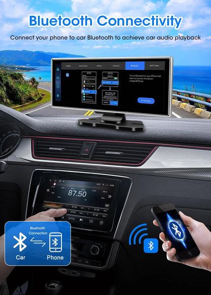 10/11.26 inch Dash Cam 4K Car DVR Wireless Carplay & Android Auto GPS Navigation Video Recorder Dashboard Dual Lens Wifi FM AUX - MANDOTOS