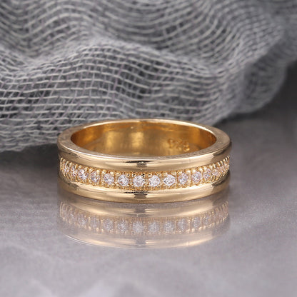 Simple Golden Sliver Rhinestones Ring Copper Plated RIngs Fashion Jewellery - MANDOTOS