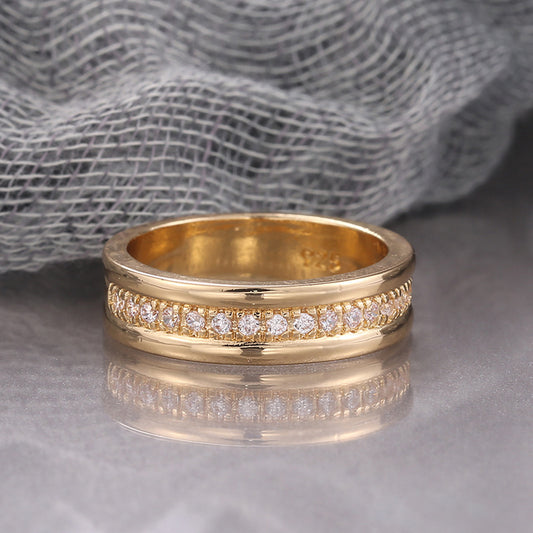 Simple Golden Sliver Rhinestones Ring Copper Plated RIngs Fashion Jewellery - MANDOTOS