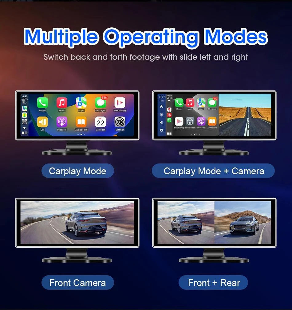 11.26 inch Car DVR 4K Dash Cam Dual Lens Wireless Carplay & Android Auto Video Recorder Monitor GPS Navigation 5G Wifi FM AUX - MANDOTOS