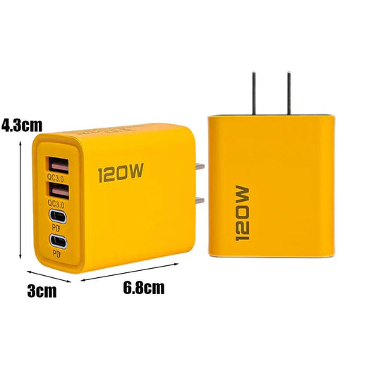 120W Fast Charging 4 Ports Mobile Phone Charger QC3.0 USB Type C Chargers Dual PD Wall Adapter EU/US/UK Plug for iPhone15 Xiaomi - MANDOTOS