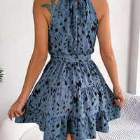 Casual Leopard Print Ruffled Swing Dress Summer Fashion Beach Dresses Women