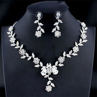 Golden Zircon Jewelry Set Bridal Necklace Earrings Wedding Two - piece Set - MANDOTOS INTERNATIONAL0