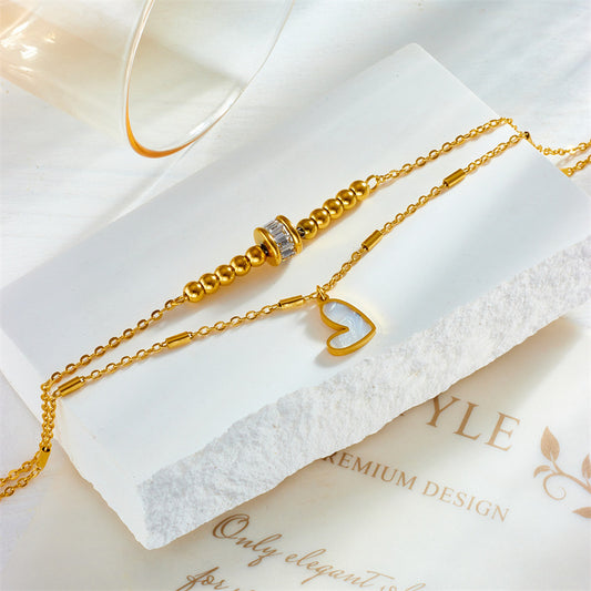 Fashion Jewelry Boho Classic Love Heart Ankle Chain Double Layer Chain Bracelet Anklet Charm Tassel Leg Chain On Foot Chain Women Party Jewelry Accessories - MANDOTOS
