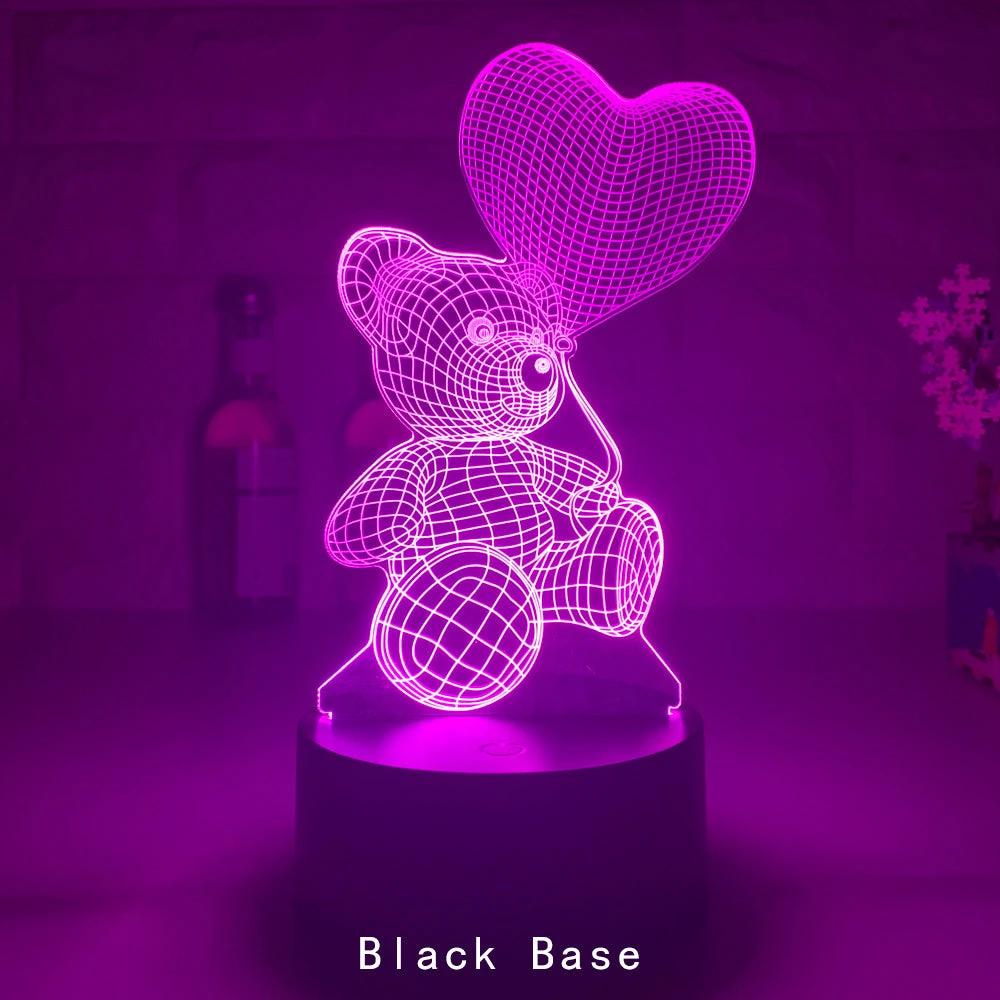 Mandotos 3D Teddy Bear Lamp Acrylic USB LED Night Light 16 Colors Remote Control MANDOTOS