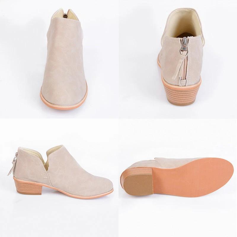 Autumn Women Shoes Retro High Heel Ankle Boots MANDOTOS
