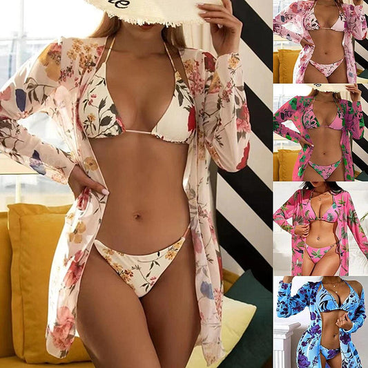 New Swimsuit Women's Printed Mesh Three - piece Blouse - MANDOTOS INTERNATIONAL0