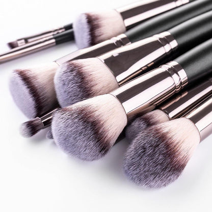 15 Makeup Brushes Set Full Set Matte Black Makeup Tools - MANDOTOS