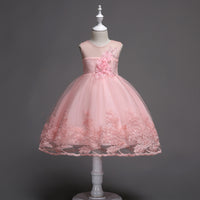First Communion Flower Girl Dress - Mandotos Lace Trim Tulle Bead Embroidery - MANDOTOS0