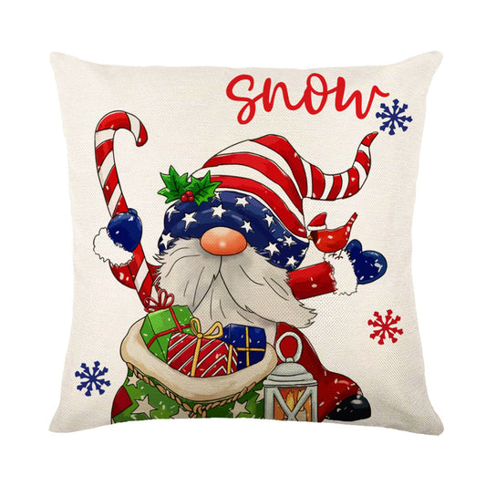 Christmas Decorations Pillow Covers Sofa Square Throw Pillow Cases Stamping Snowflake Waist Cushion Cover Home Bed Decor - MANDOTOS
