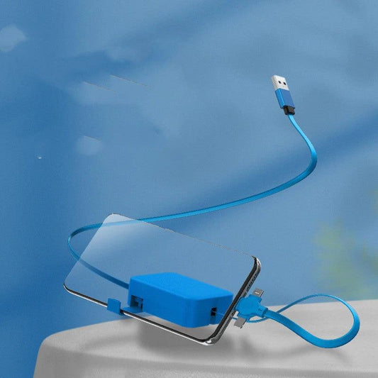 4 In 1 Retractable USB Cable Creative Macaron Type C Micro Cable For I Phone With Phone Stand Charging Data Cable Line Storage Box MANDOTOS