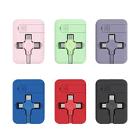 4 In 1 Retractable USB Cable Creative Macaron Type C Micro Cable For I Phone With Phone Stand Charging Data Cable Line Storage Box MANDOTOS