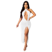 Sexy Slim Pleated High Slit Dress MANDOTOS