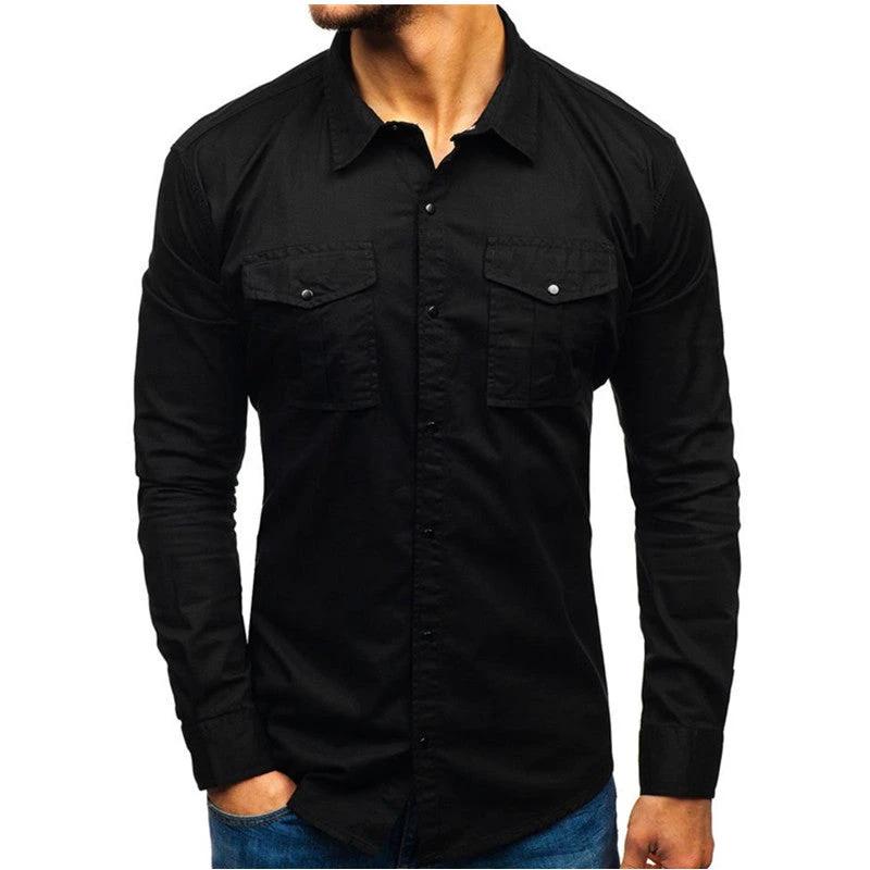 Men Autumn Winter Long Sleeve Blouse Man Cotton Shirt - MANDOTOS INTERNATIONAL0