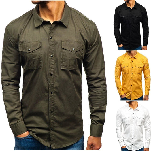 Men Autumn Winter Long Sleeve Blouse Man Cotton Shirt - MANDOTOS INTERNATIONAL0